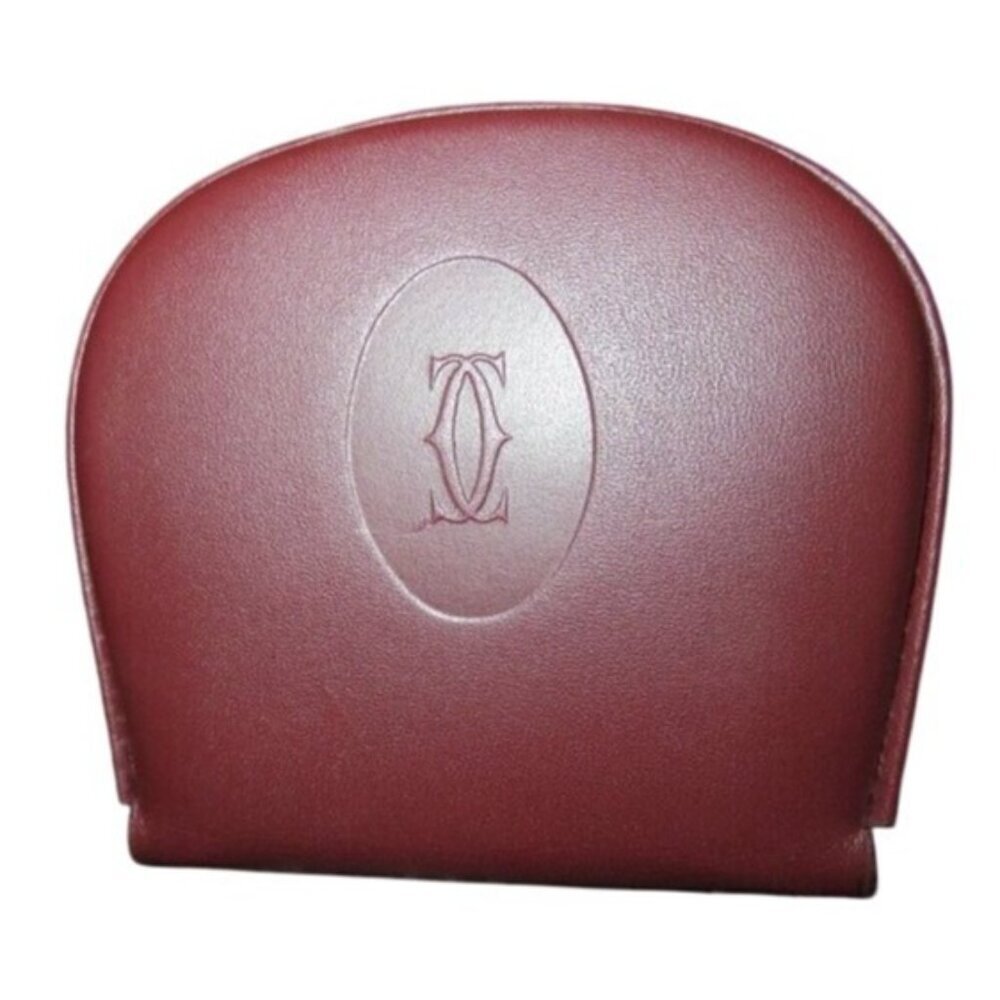 Cartier Must De Cartier Bordeaux Leather Coin Pouch Case Wallet w/ COA Vintage